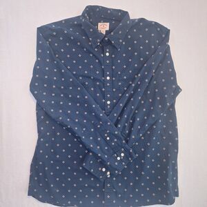 Brooks Brothers Red Fleece Shirt XXL Mens Navy Blue Red Diamond Geometric Oxford